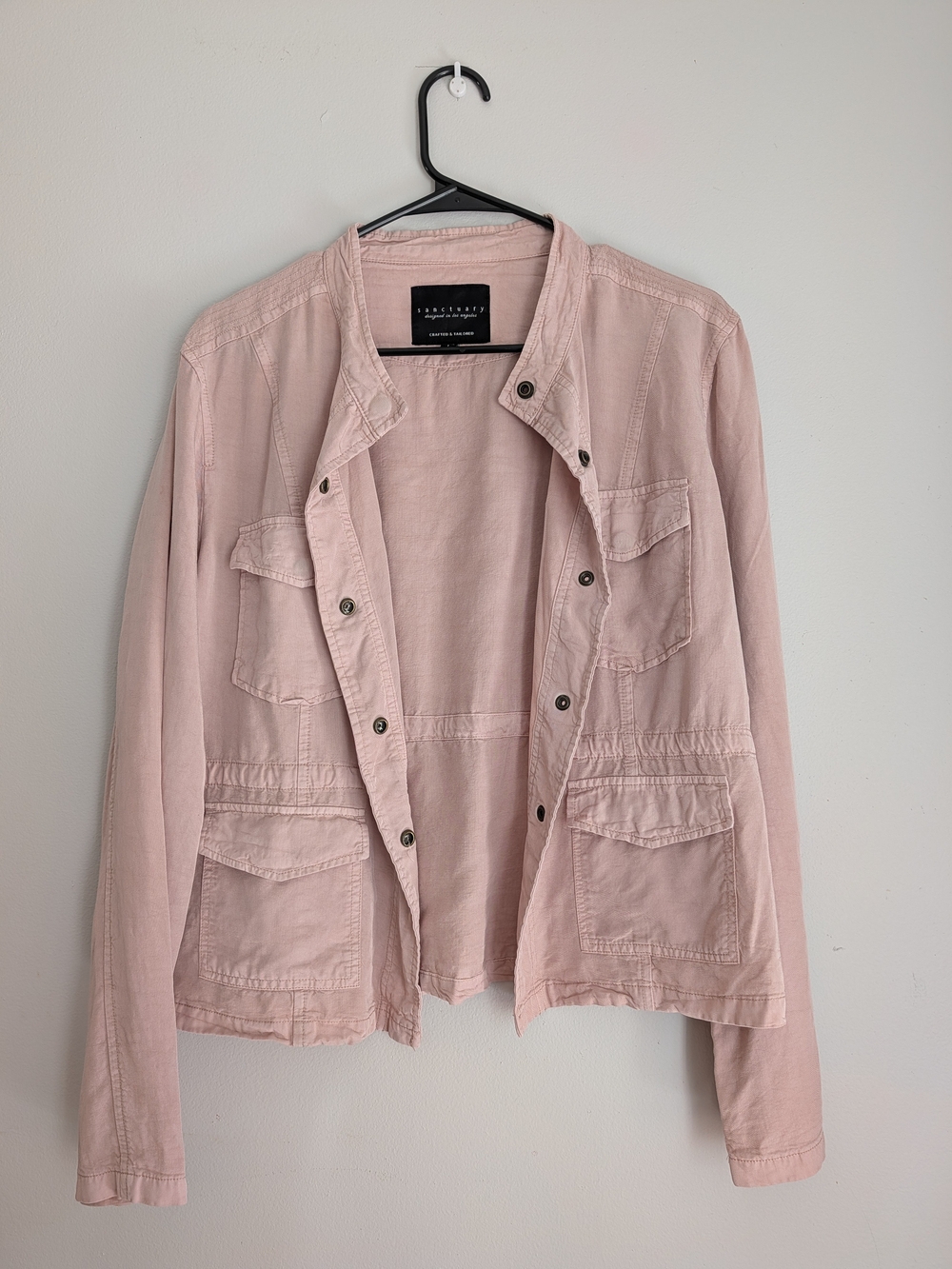 Sanctuary Soft Pink Utility Jacket with Front Flap Pockets